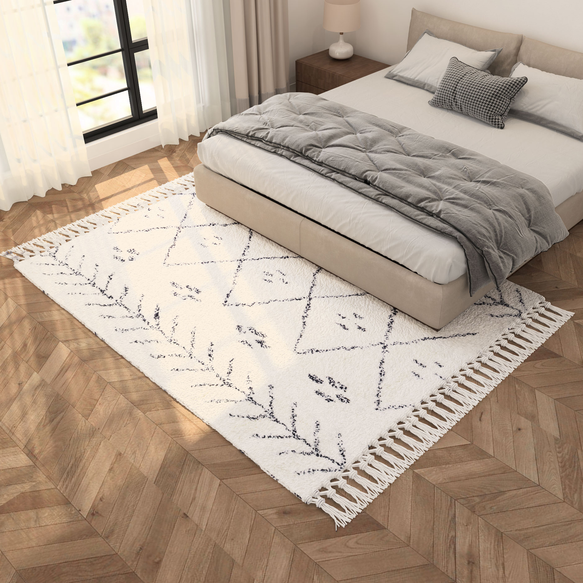 北欧风现代简约家用ins长毛毛绒加厚地毯客厅卧室网红床边茶几毯