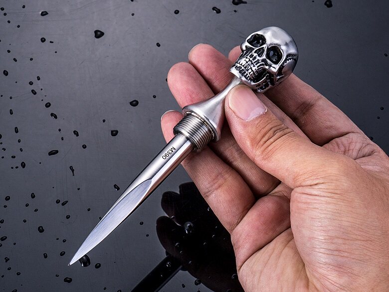 m390鬼头茶刀骷髅头茶锥纯手工撬茶刀茶针收藏品茶道