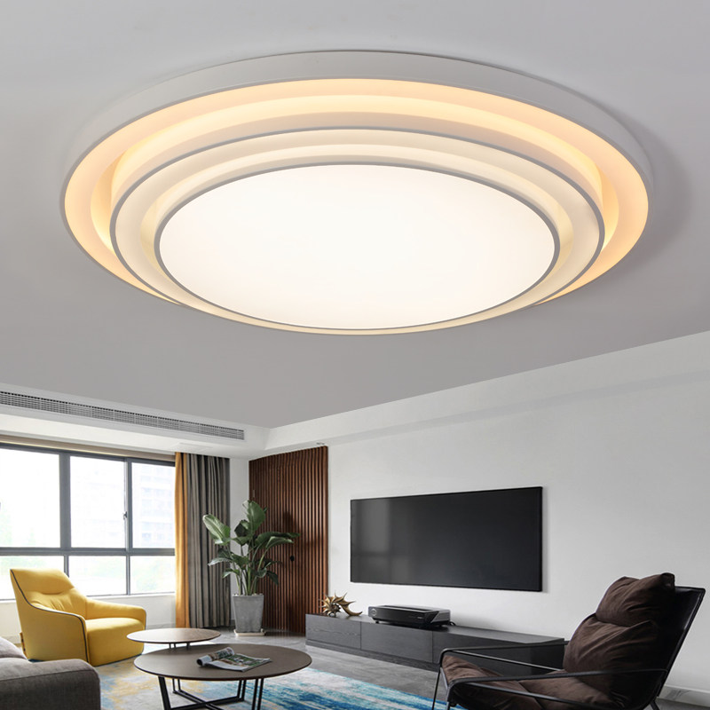 现代简约客厅大气全白大厅灯具家用1米圆形大灯客厅吸顶灯