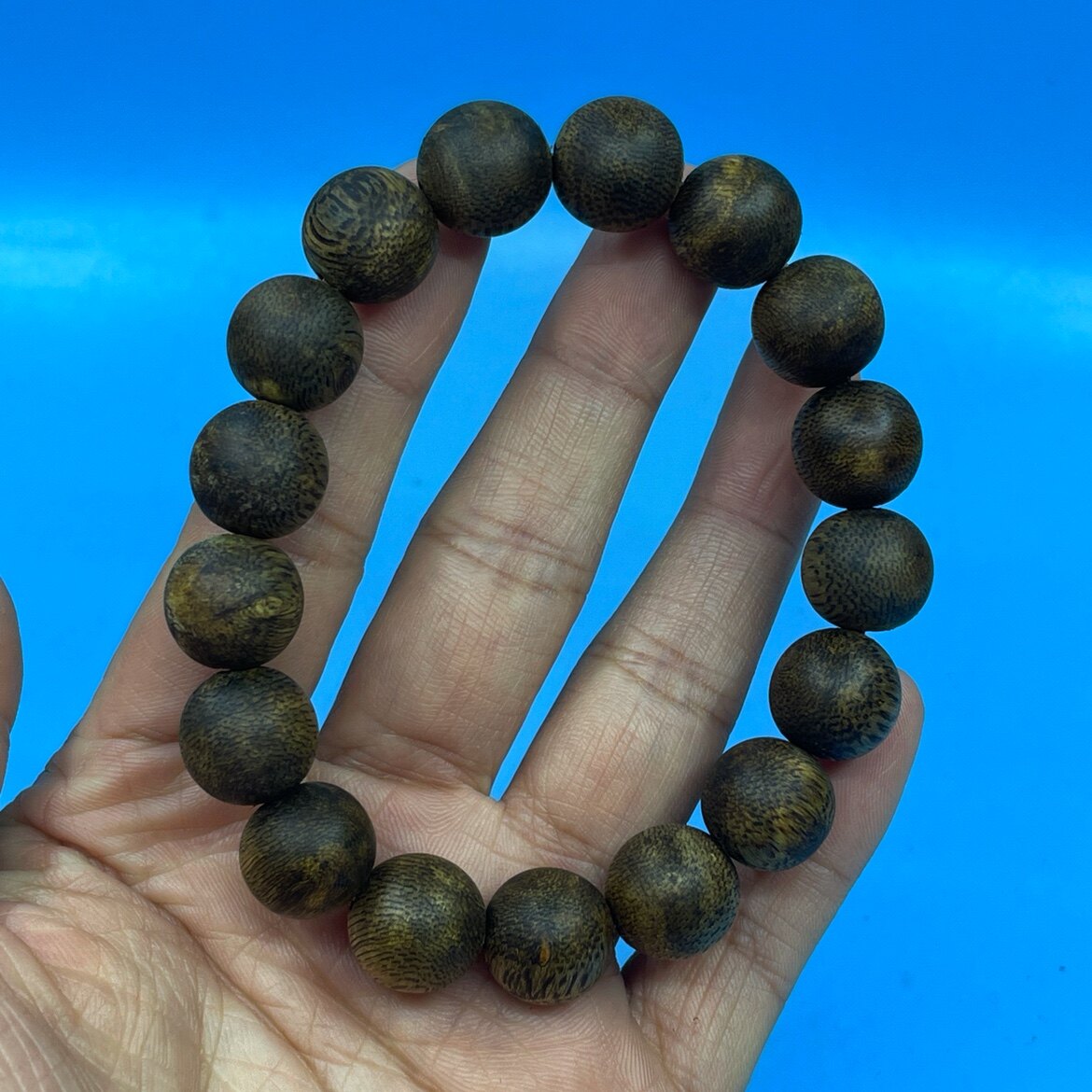 高克重9.9分海南白棋沉香佛珠手串12mm17颗重13.2克沉香