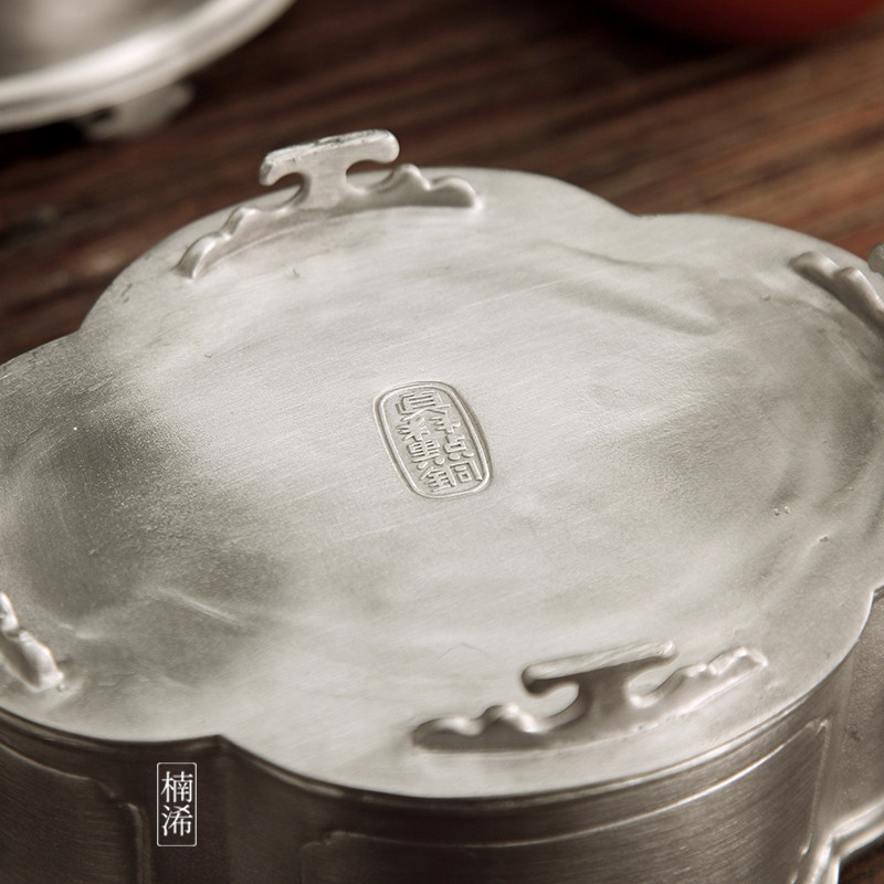 潮州工夫茶道具潮阳颜氏手工真料点铜纯海棠壶承功夫茶具