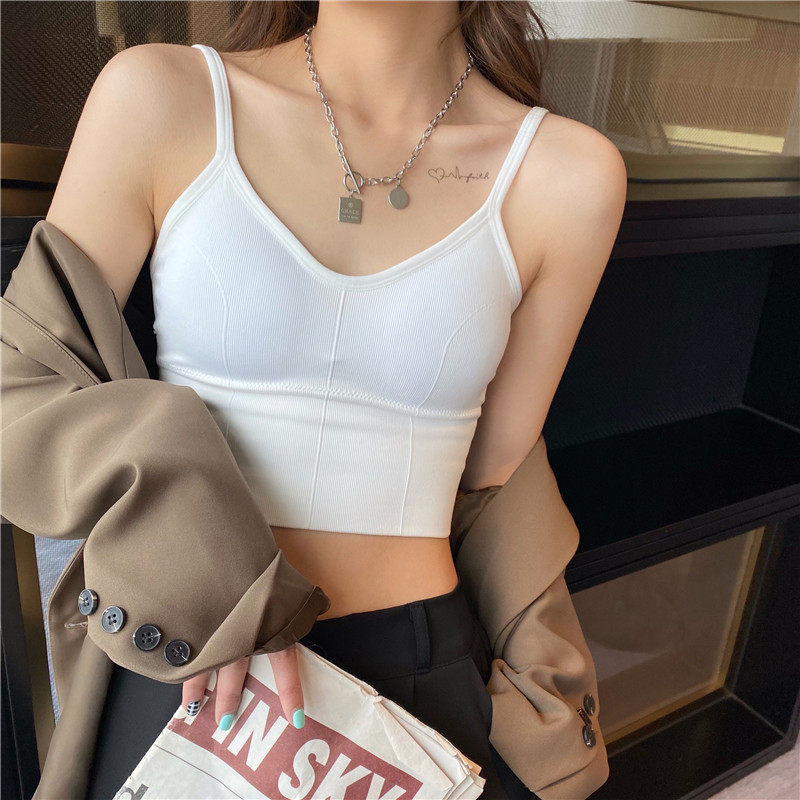 美背背心网红爆款西装内搭女黑色纯棉吊带带胸背心吊带