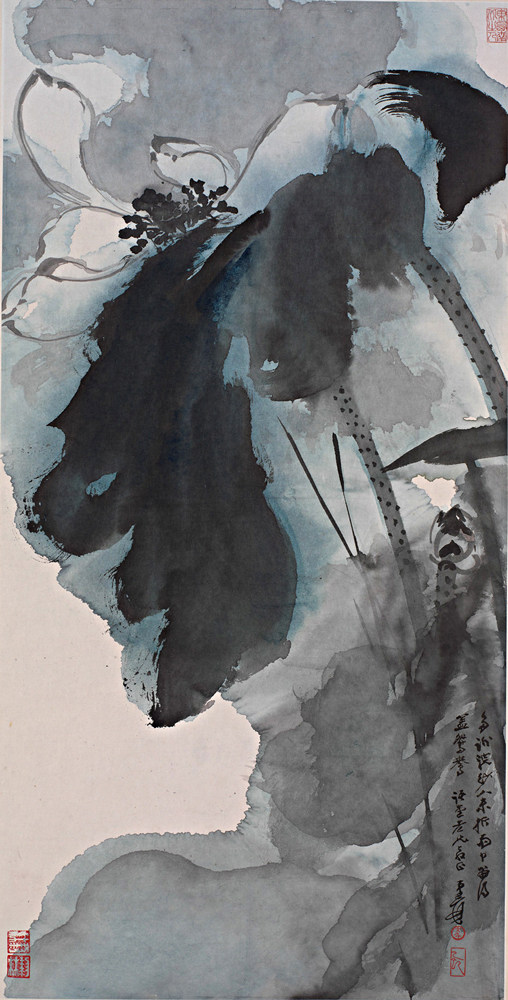 国画荷花墨荷张大千水墨画莲花办公室家庭居室高雅国画