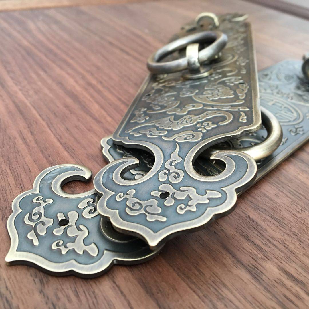 包邮仿古中式锁扣纯铜复古锁链搭扣门锁大门明插销