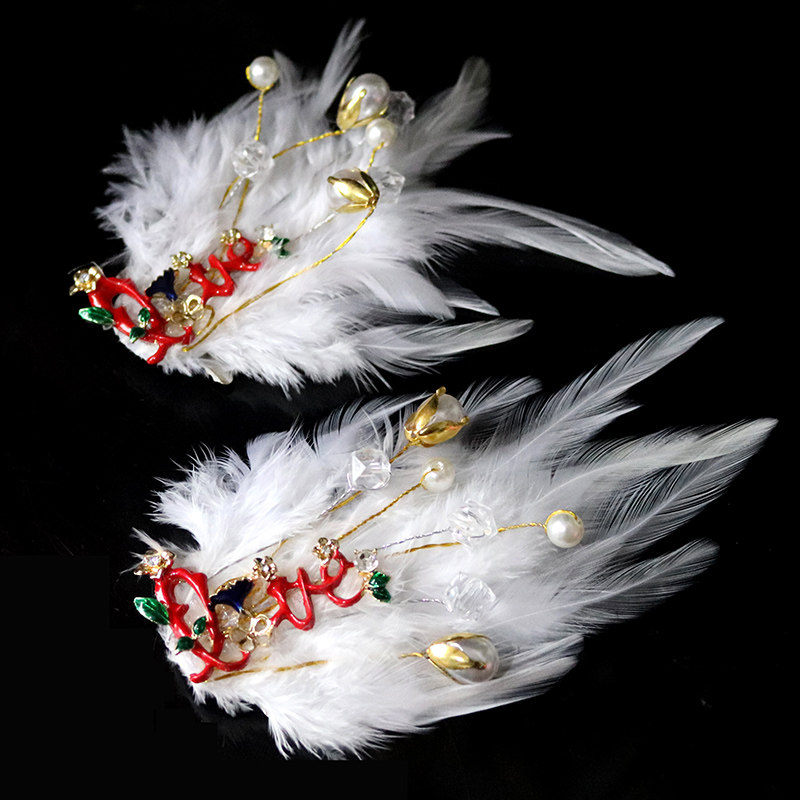 羽毛头饰中国国风汉服发饰古装仙气唯美写真发饰