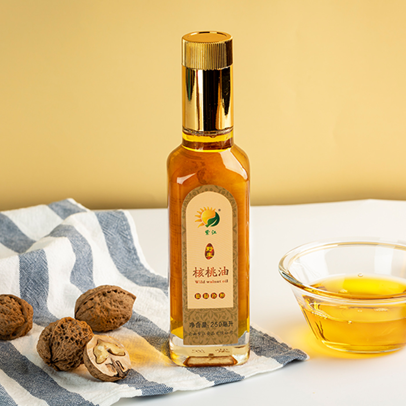 云南毫升辅食瓶装单瓶装紫江冷榨低温核桃生铁核桃油