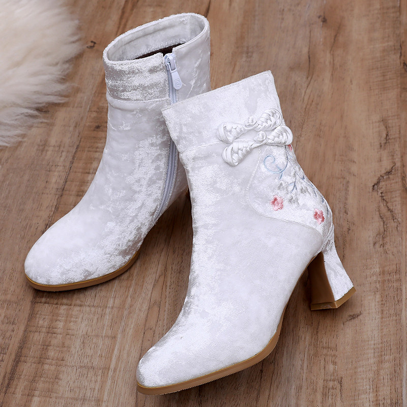 短靴秋冬新款民族风民国国风旗袍富太太刺绣妮子时装靴