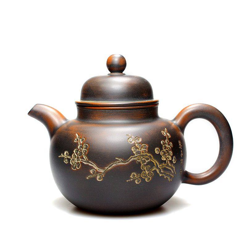 黎昌权梅花浮雕钦州坭兴茶壶茶具家用小壶手工茶壶