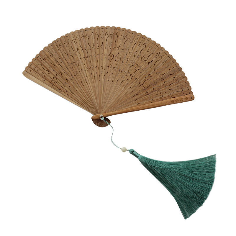 己亥年禅意文化礼物古风镂空全竹扇子国风流苏扇子