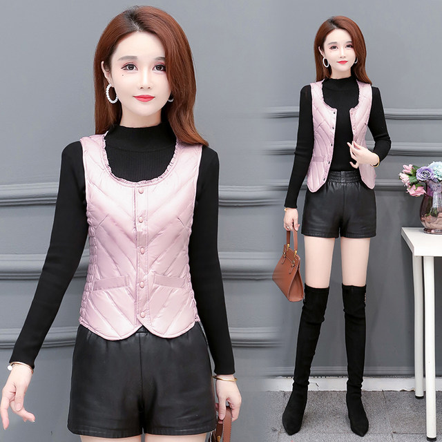 Women's down vest women's vest thin in winter warm autumn and winter women's dosing thin white duck velvet clip Women's down vest women's vest thin in winter warm autumn and winter women's dosing thin white duck velvet clip