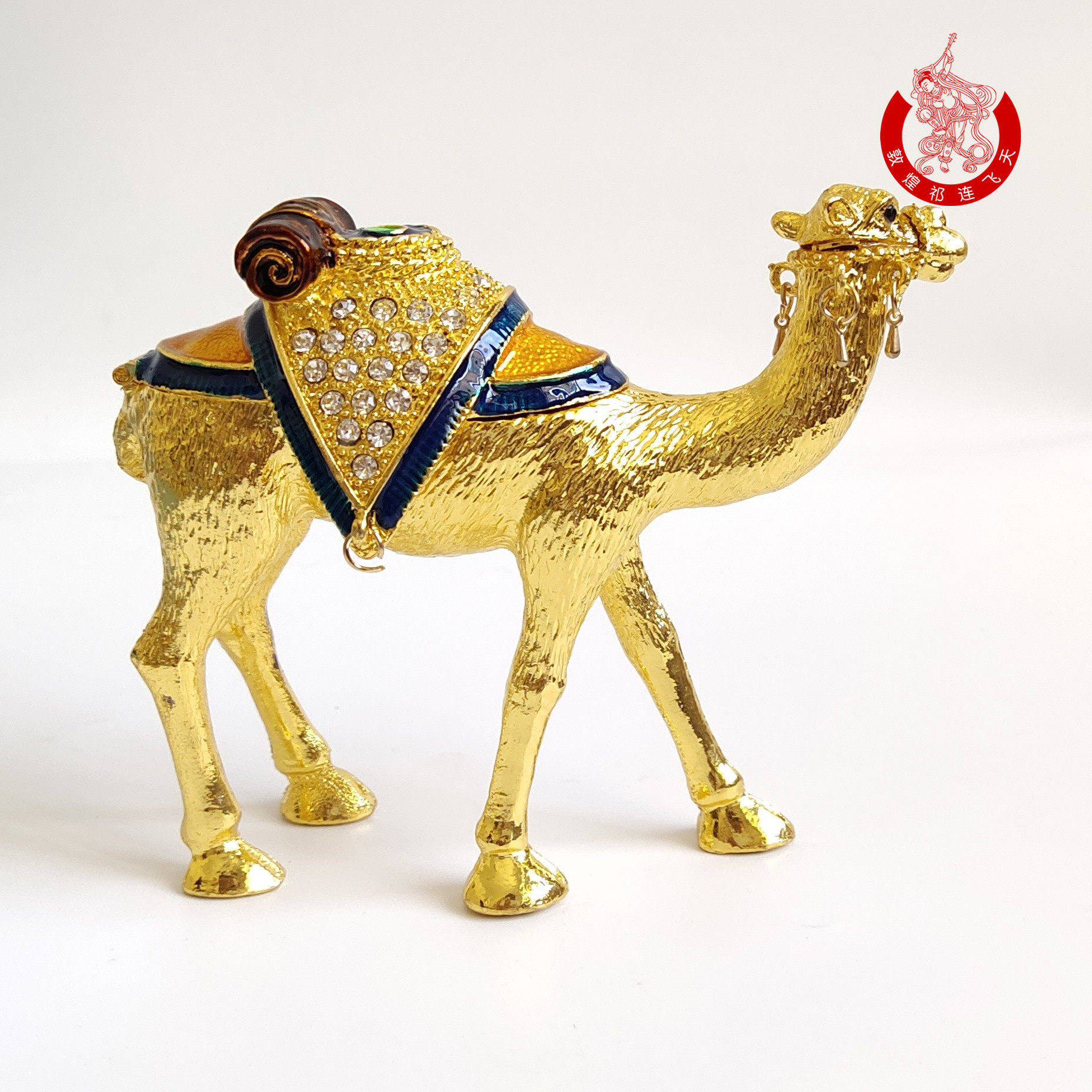 敦煌彩锡镶钻金骆驼骆驼工艺品摆件新疆俄罗斯首饰盒摆件