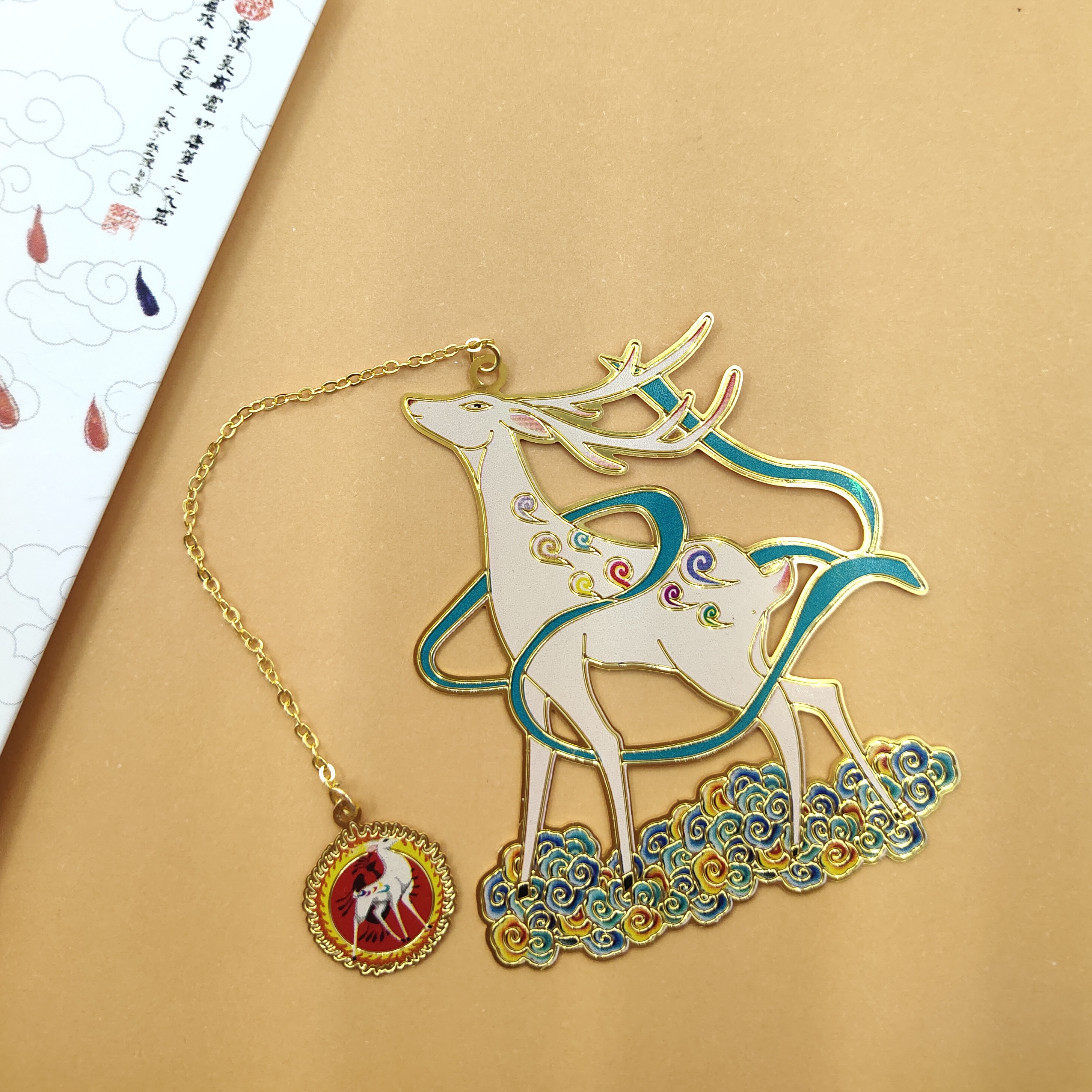 敦煌九色鹿飞天书签莫高窟文创壁画藻井金属博物馆文化创意文具