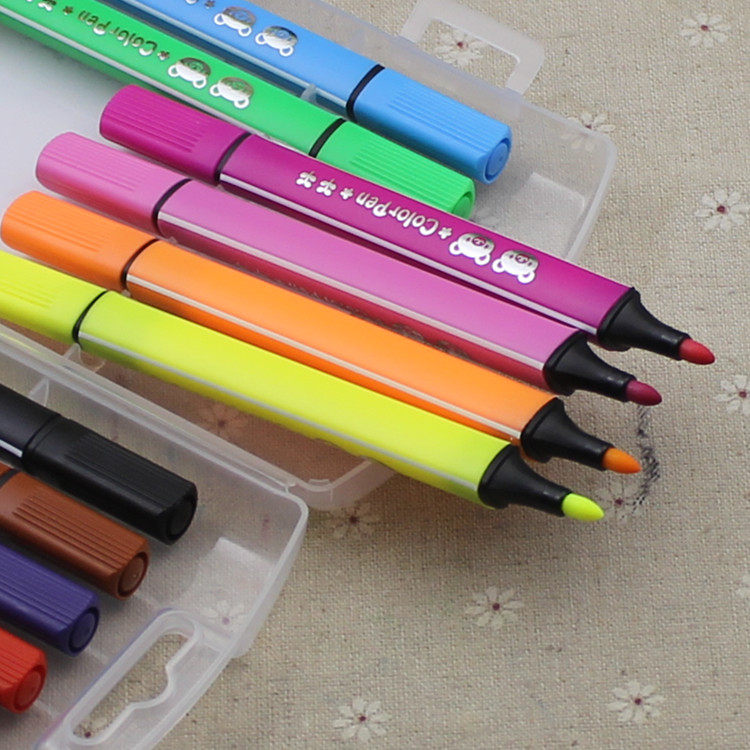 掌握48色水彩笔大容量粗三角杆儿童36色软头水彩笔可水洗绘画笔