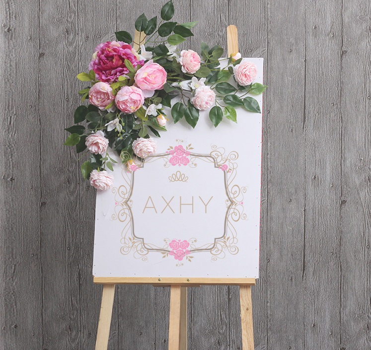 新款婚礼水牌婚庆道具创意指示牌花艺商务迎宾婚庆绢花