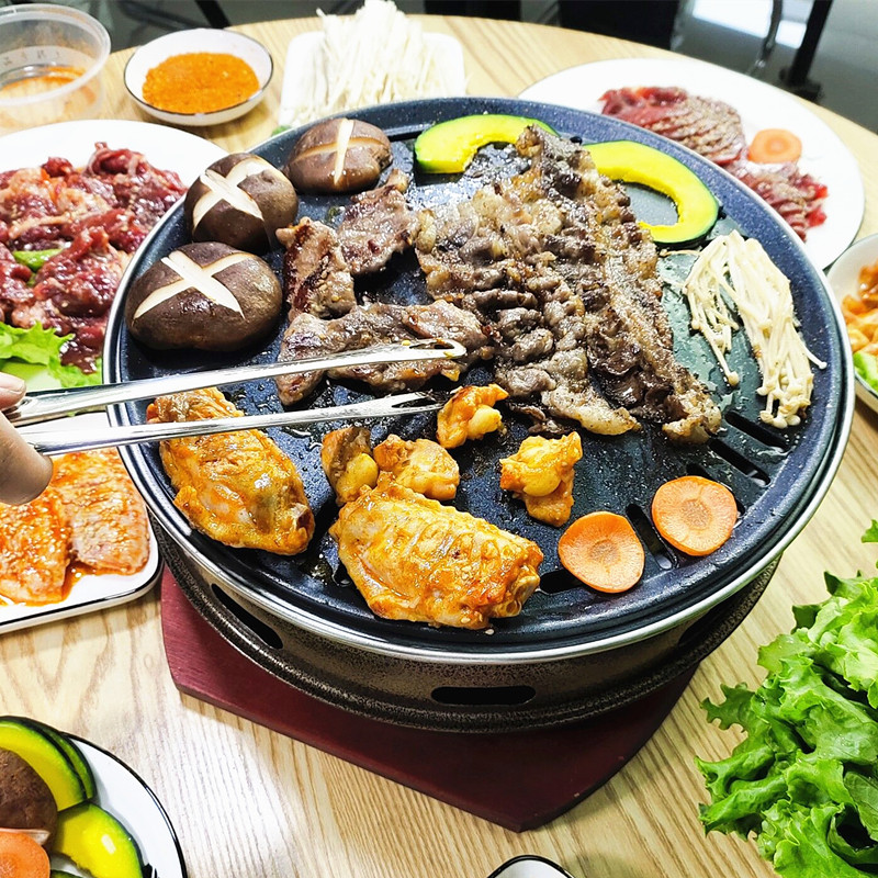 韩式碳烤炉韩国烧烤炉炭火烤肉炉家用烤盘商用圆形烤肉机煎肉锅
