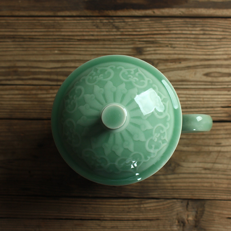 高档作品商务办公茶杯陶瓷青莲一品龙泉青瓷茂林李茂林茶杯