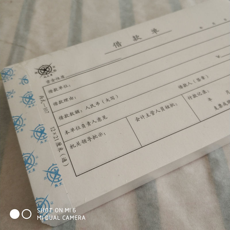 成文借款单丙式107财务手写单据12cm会计记账凭证