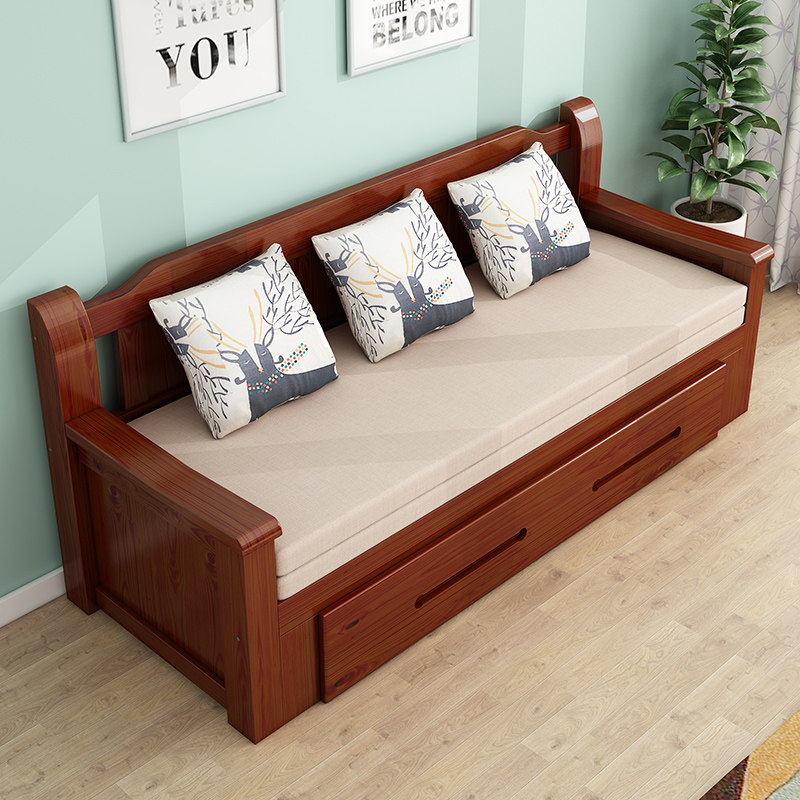 实木坐卧推拉双人单双人沙发经济型多功能1.5米户型沙发床