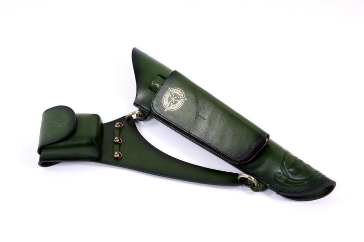 锋羽玖艺牛皮箭壶传统弓箭囊美猎弓射箭真皮飞镖