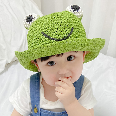 宝宝遮阳草帽婴儿童春夏男女防晒出游可爱草帽青蛙草帽