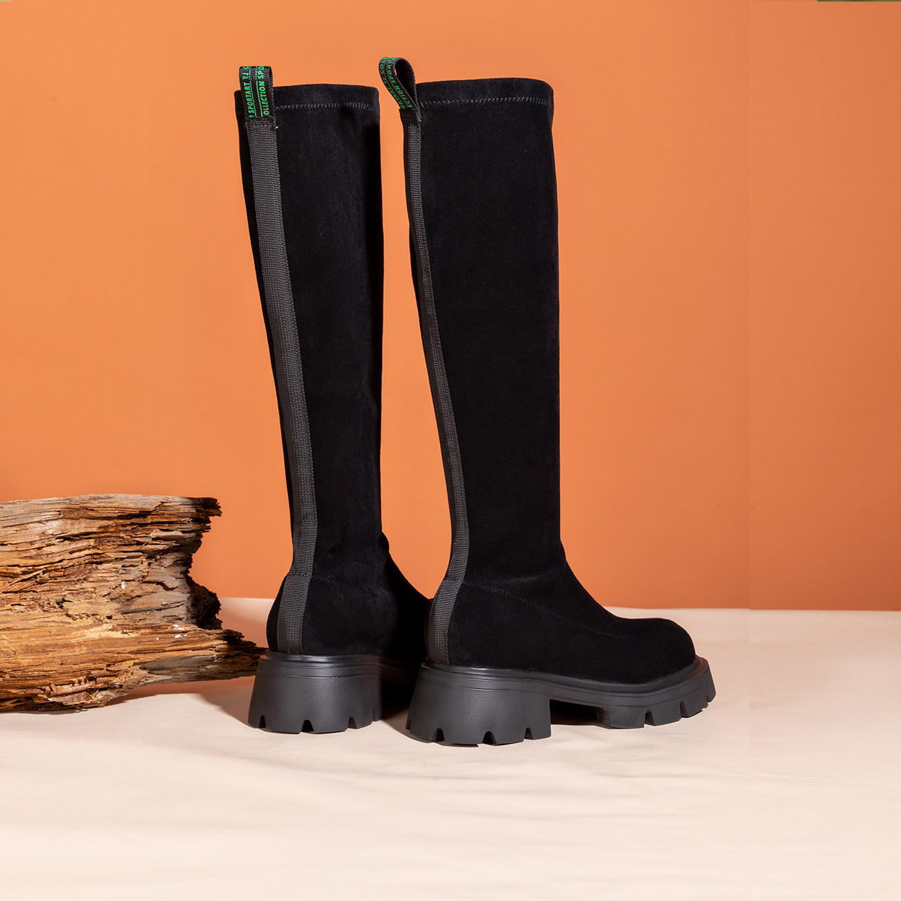 奥康女鞋 2022冬季新款休闲时尚弹力靴高筒不过膝增高显瘦舒适潮