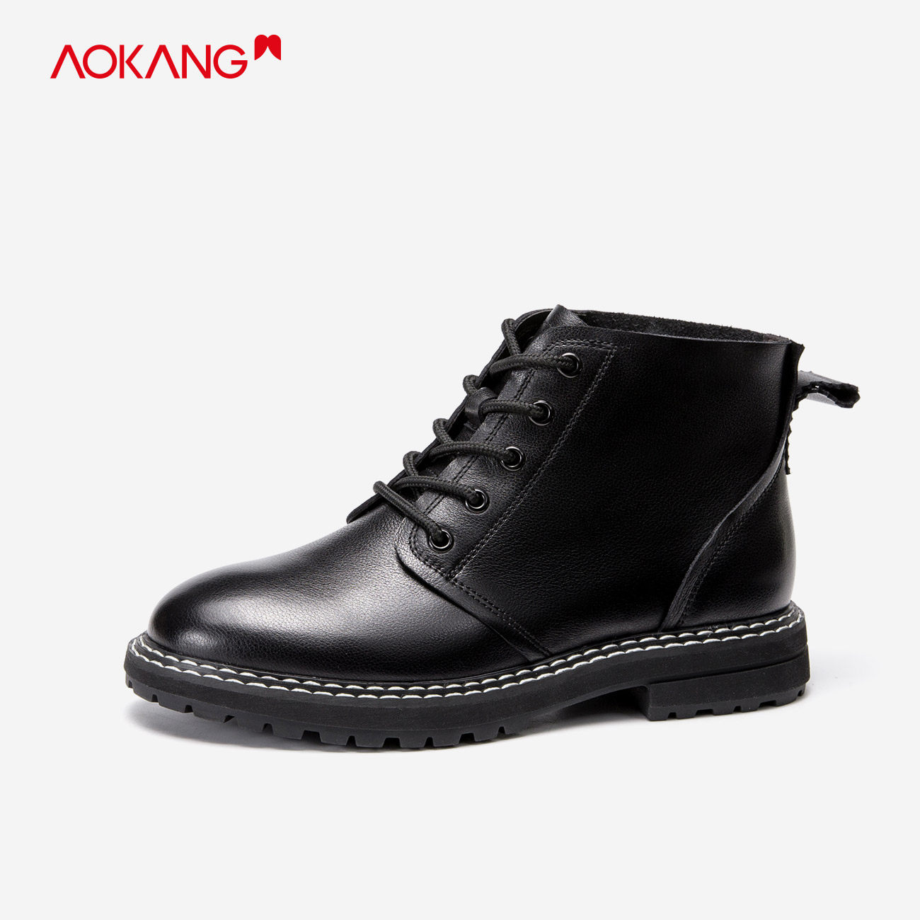 奥康女鞋2020秋冬新款真皮黑暗马丁靴女加绒马丁靴