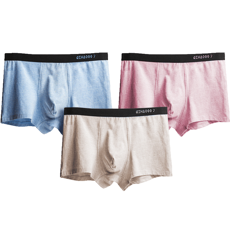 七号公馆 4条男士内裤平角裤纯棉透气潮青年男生四角个性韩版舒适