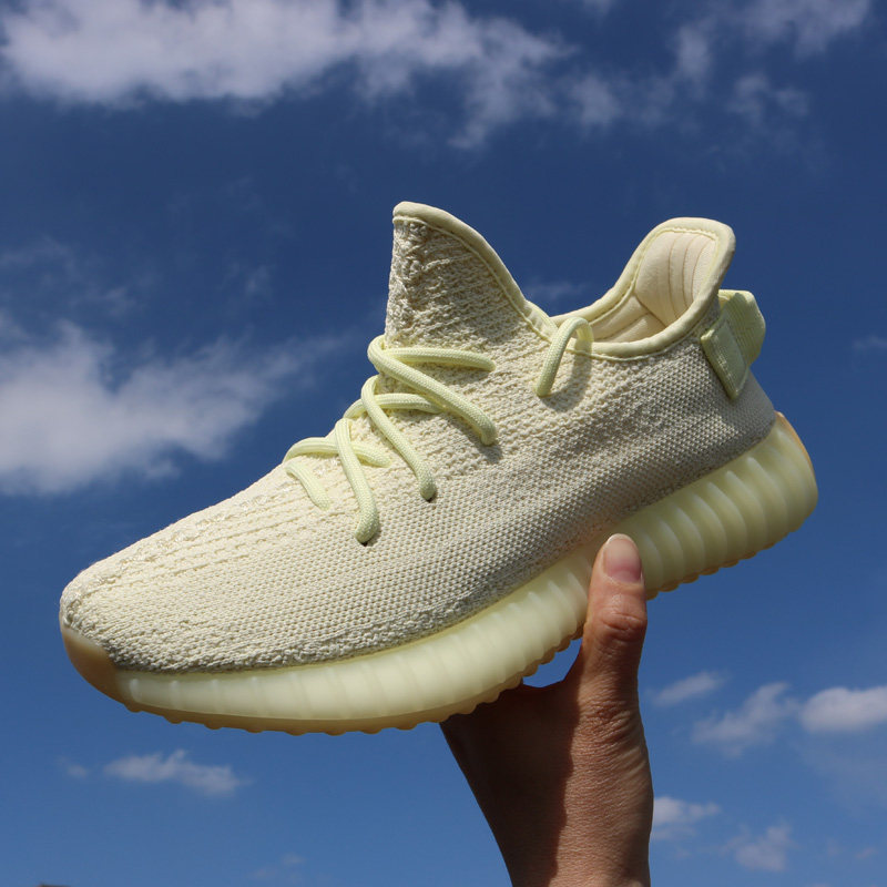 正品椰子350v2奶油亚麻布男女潮鞋真爆跑步运动网面鞋