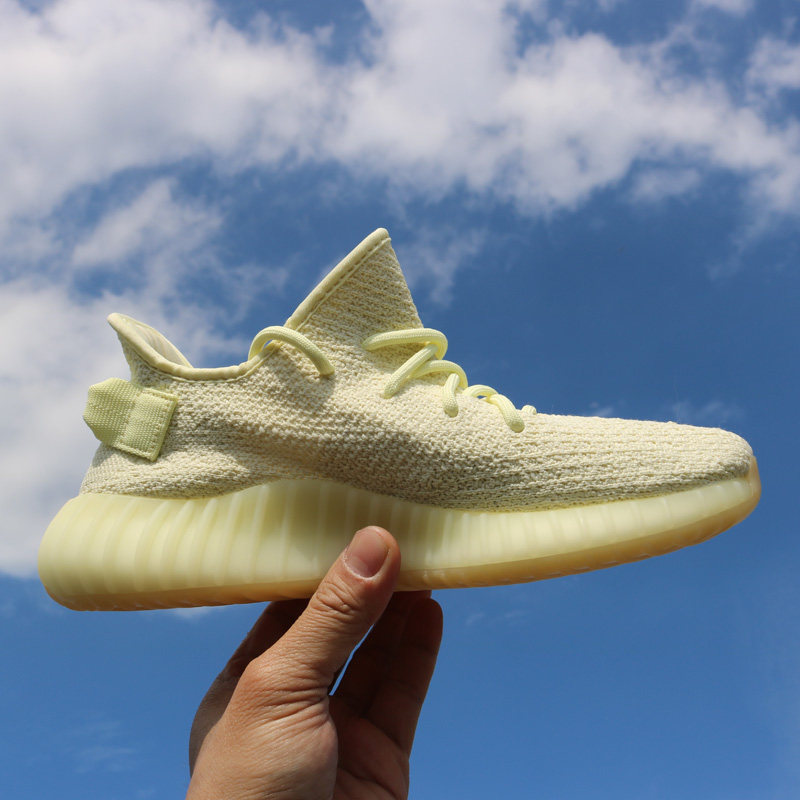 正品椰子350v2奶油亚麻布男女潮鞋真爆跑步运动网面鞋