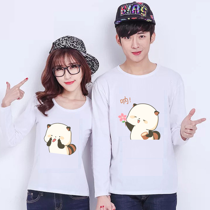 萌二表情包男女情侣装t恤小浣熊卡通微信图案衣服小清新创意短袖
