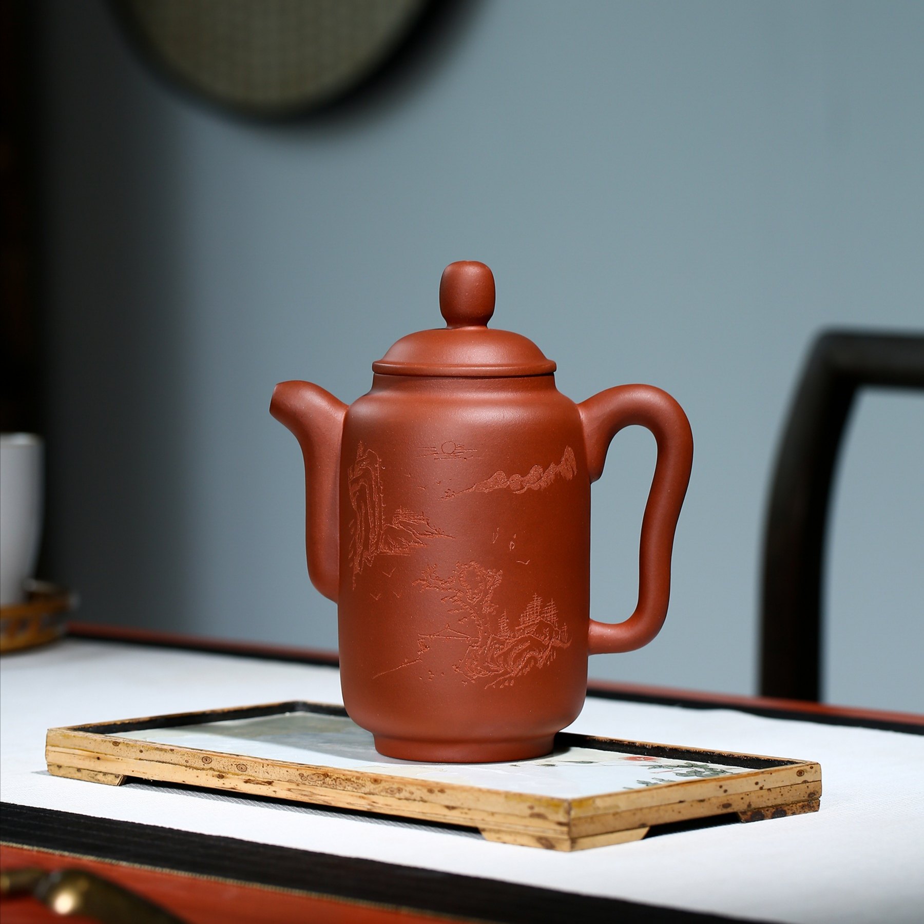 宜兴泡茶集思特大山水摆件茶壶容量宜兴紫砂工大茶壶