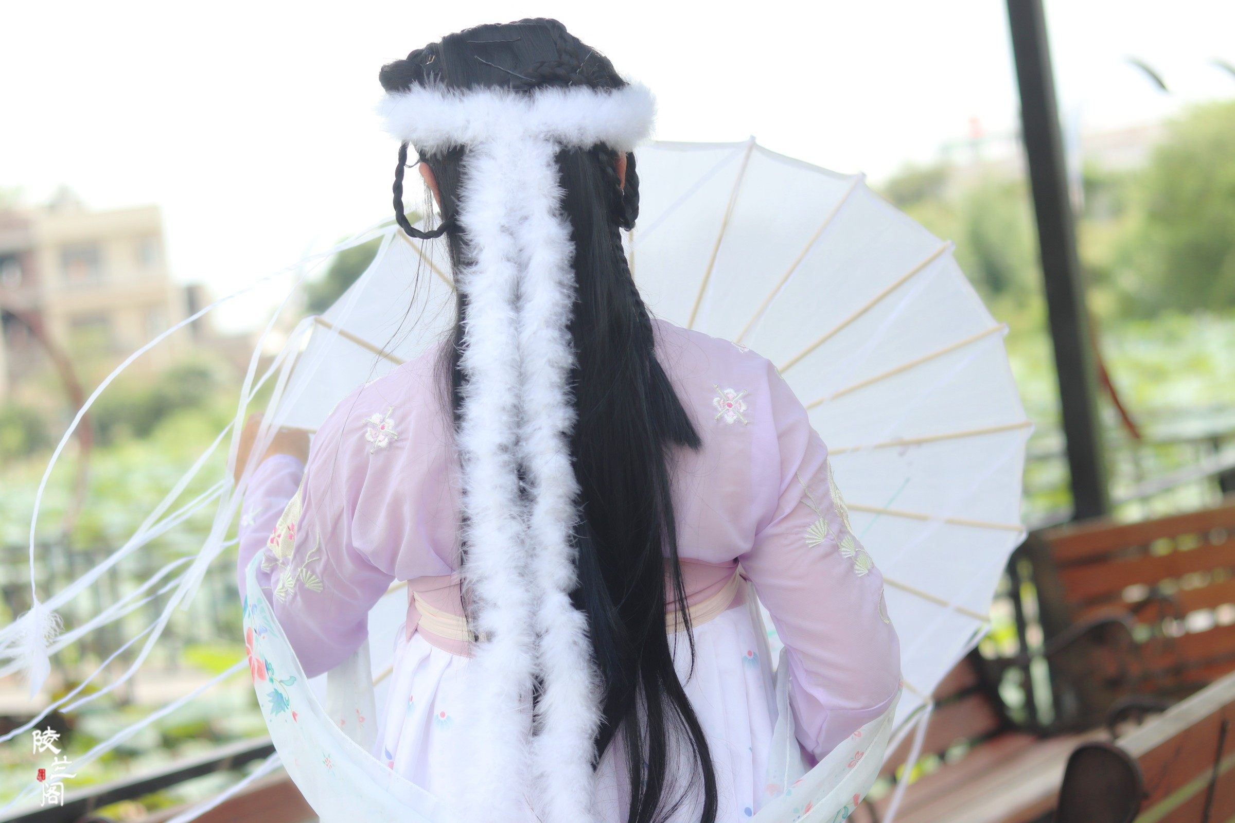 古装装配饰品白狐发饰羽毛毛条汉服仙女头饰发饰