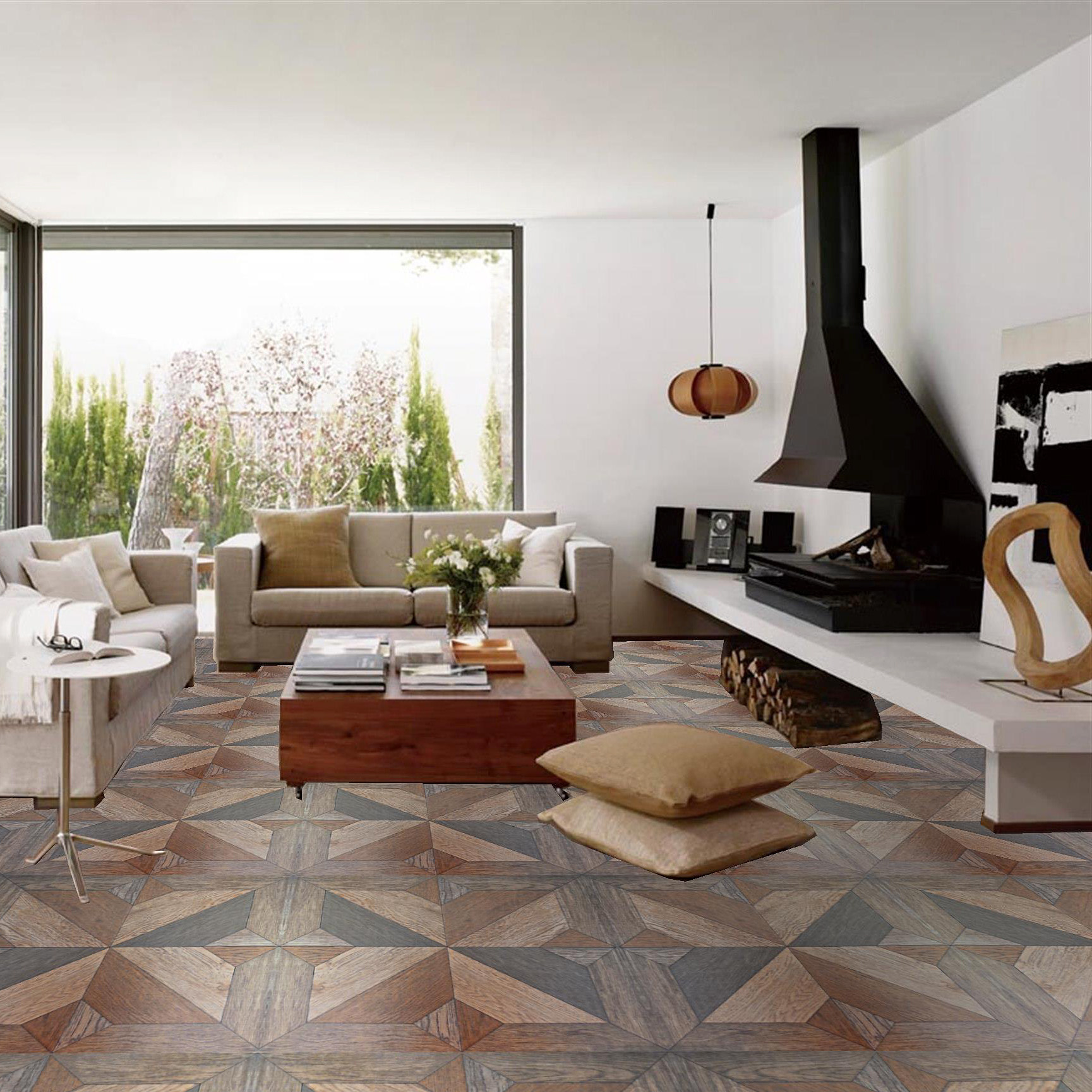 复古实木瓷砖美式木纹地板板砖600x600mm客厅卧室仿古砖包括文化石