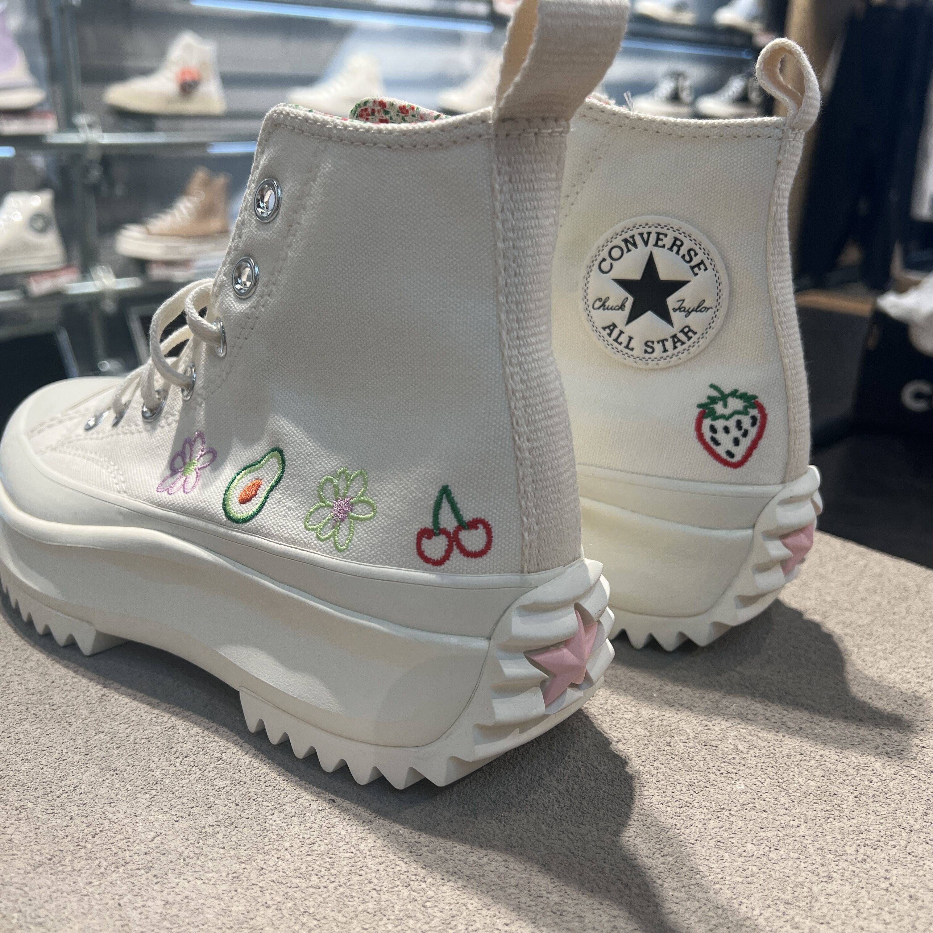 converse匡威新款正品女鞋厚底增高水果刺绣高帮帆帆布鞋
