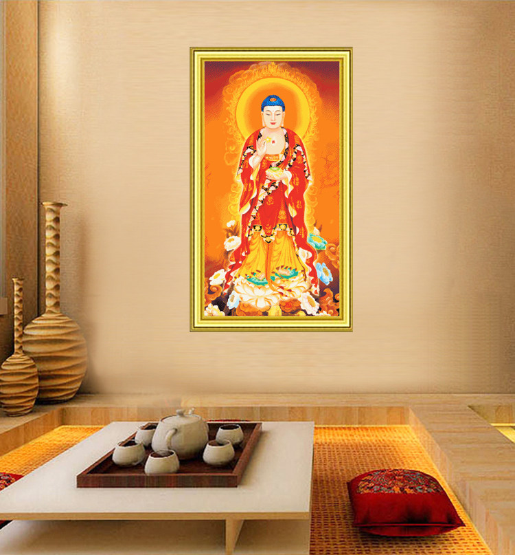 2022新款阿弥陀佛十字绣套件精准印花不偏简单易绣送十字绣套件