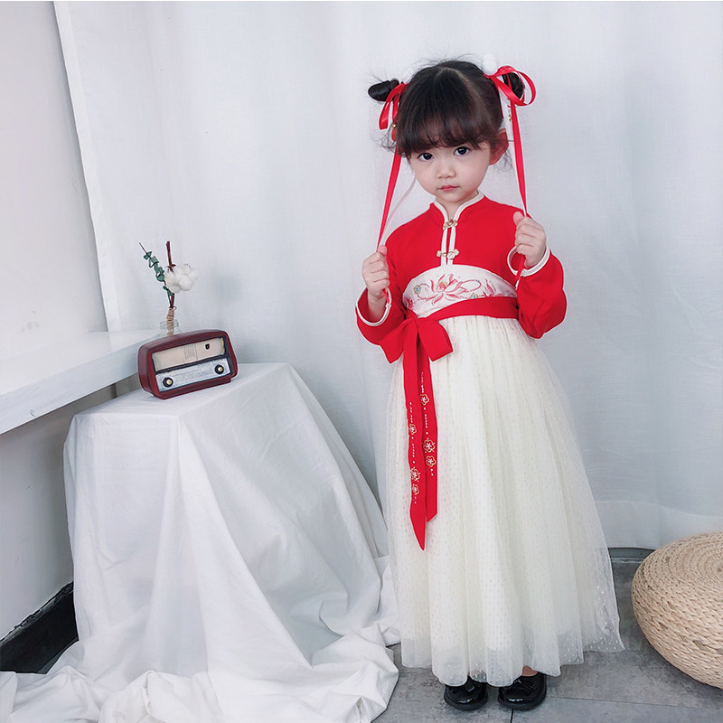 女童汉服古风襦裙婴儿唐装春秋宝宝童装小女孩周岁礼服中国风秋装