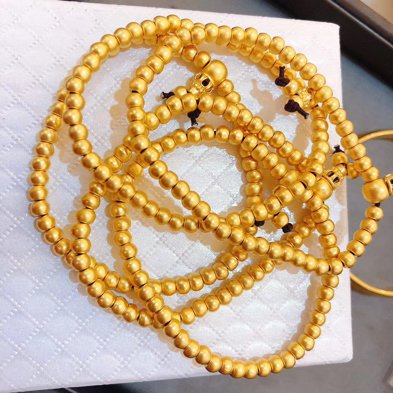 黄金转运手链女款精致古法修行念珠金珠佛珠手饰