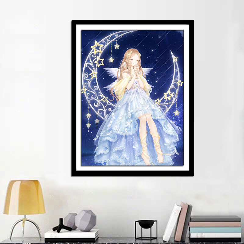 钻石画满钻卡卡通动漫可爱祈祷许愿少女女孩十字绣套件