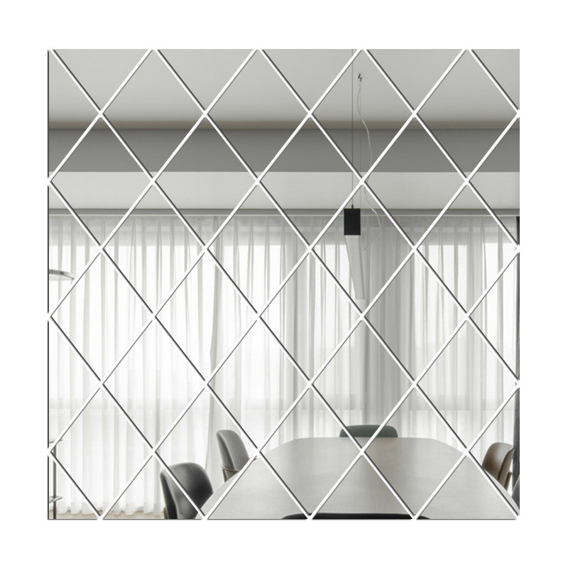 菱形亚克力自粘镜面立体墙贴客厅电视背景墙装饰创意网红镜子贴3d