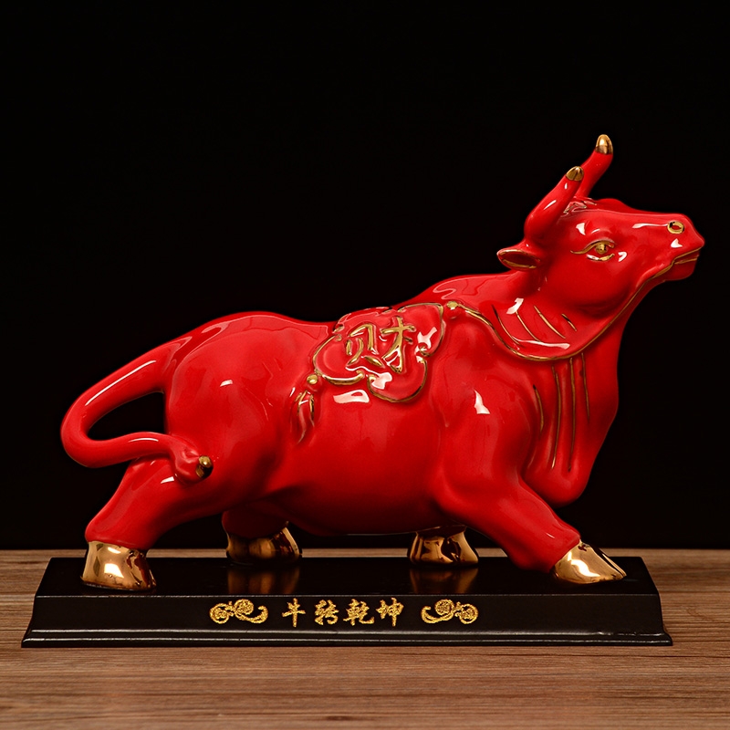 红色陶瓷十二生肖摆件一对招财镇风水工艺品瓷器客厅摆件