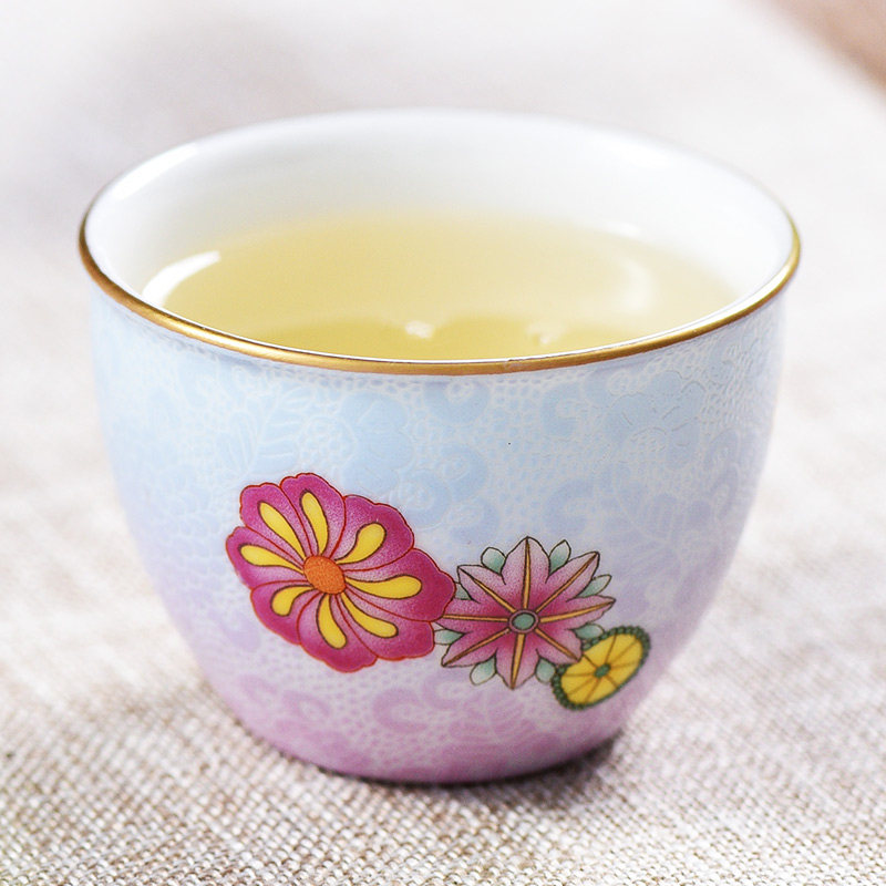 天福茗茶茶具新品扒花皮球景德镇陶瓷瓷杯2个80ml茶杯