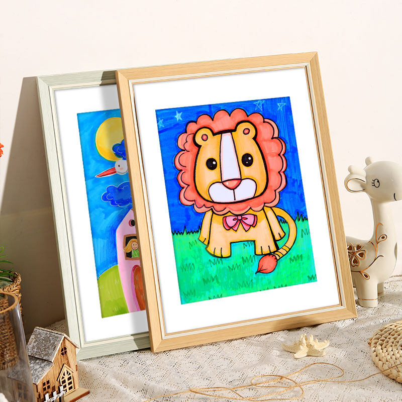 儿童简易画框装裱挂墙幼儿园4k8k美术作品素描相框