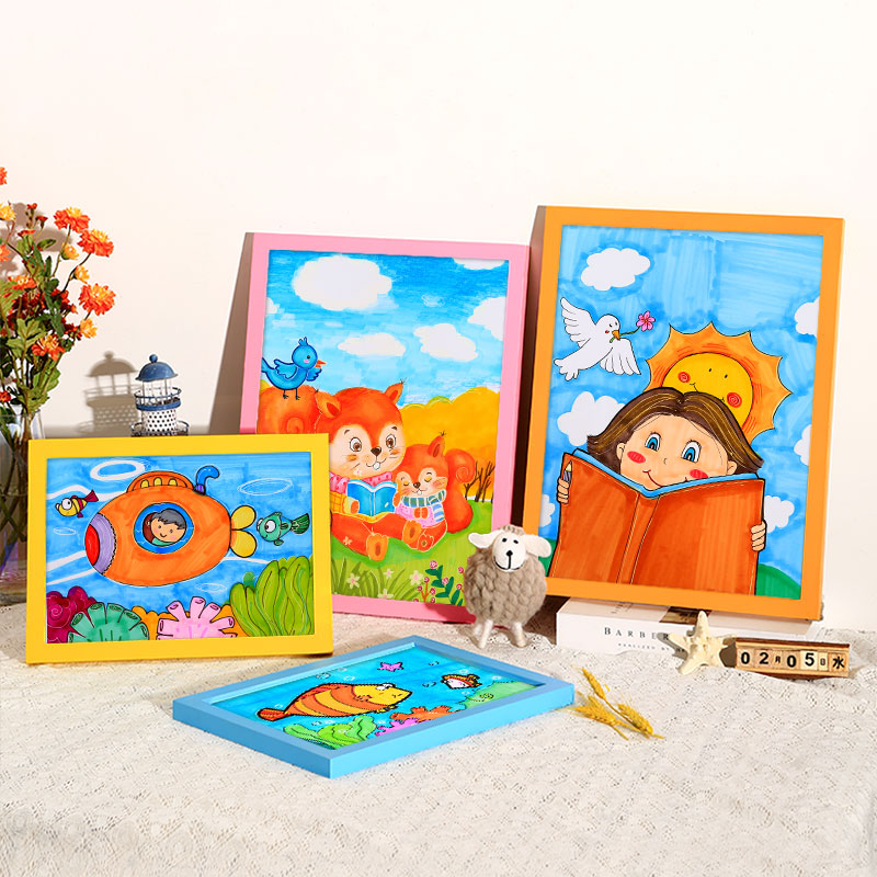 儿童简易画框装裱挂墙幼儿园4k8k美术作品素描相框