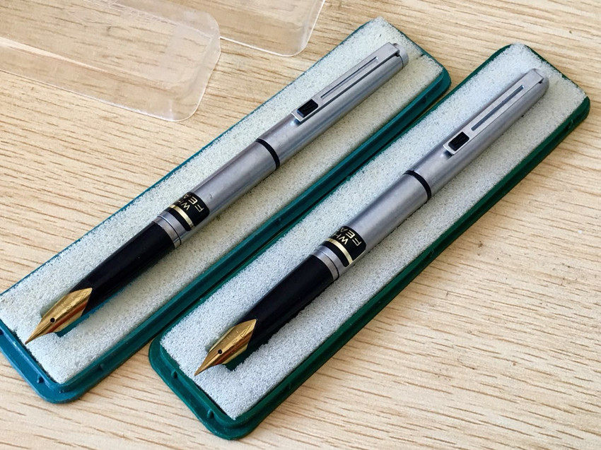 钢笔丹东白翎铱金笔出口全钢笔杆中细一体式笔尖钢笔