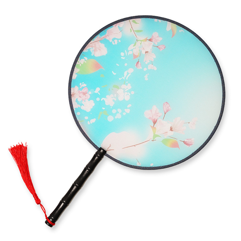 古风装饰半透明团扇宫廷圆形汉服双面舞蹈扇子扇子