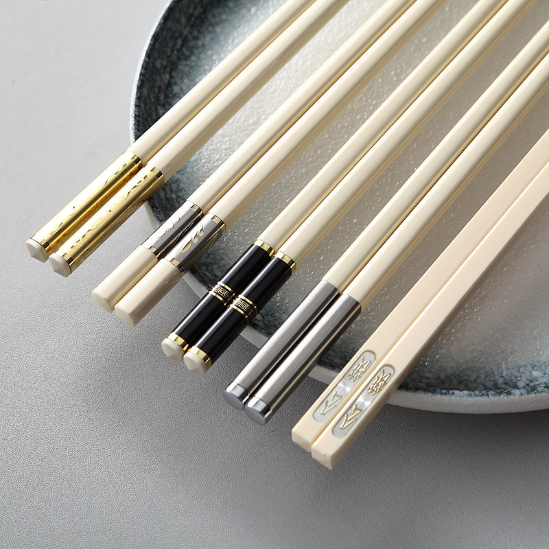 筷子象牙子公耐高温不发发霉高档单位餐具金头筷子
