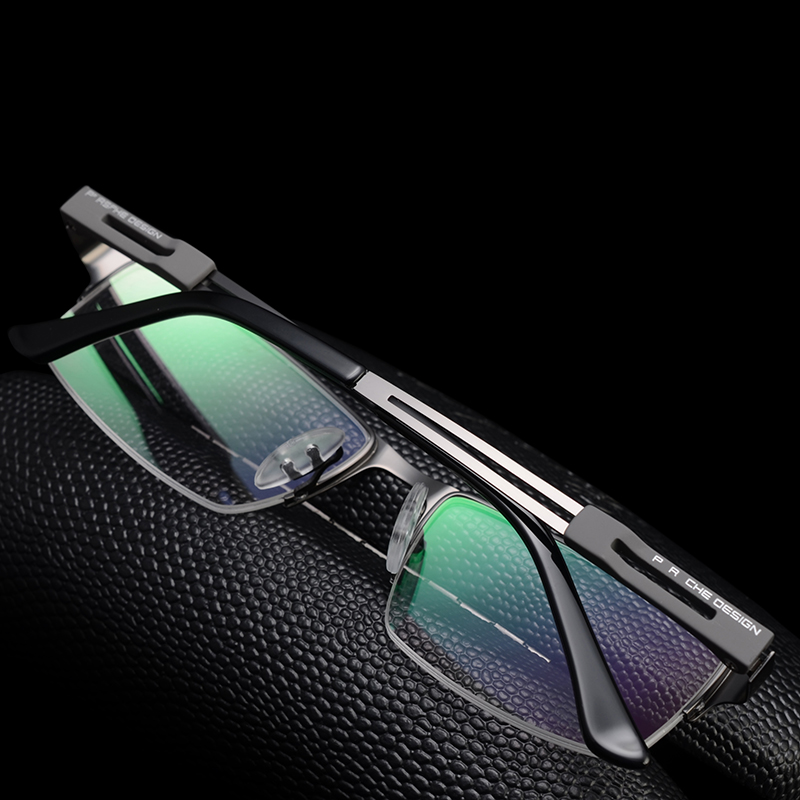 近视眼保时捷眼镜架超轻镜框半框纯钛平光防辐射变色眼镜架