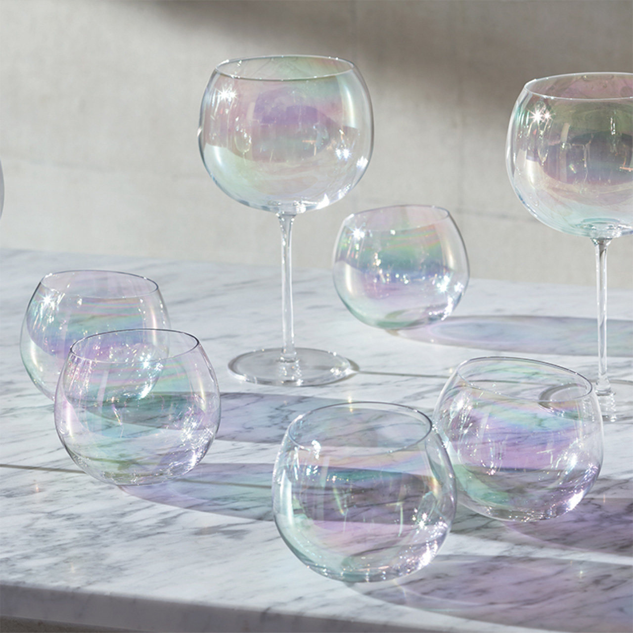 lsa英国进口马贝珍珠彩虹手工玻璃杯威士忌果汁玻璃杯