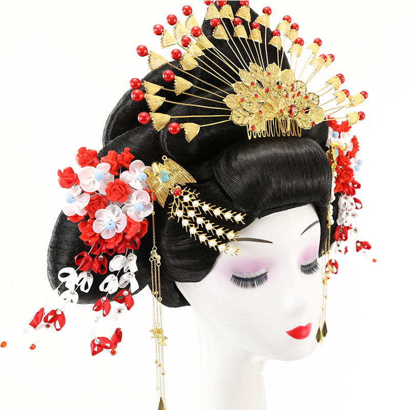 欣怡唐朝杨贵妃全真假发新款宫廷发冠头饰高温日常整顶假发