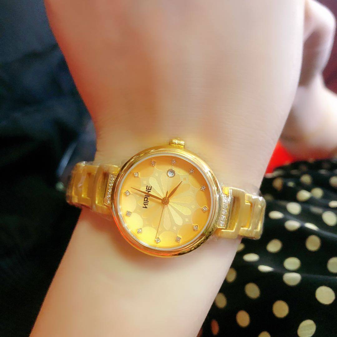 金表女全金链足金西普黄金腕表纯金女士高端手饰